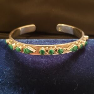 SS malachite bangle bracelet
